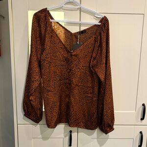 Mossimo Supply Co. Rust Leopard-Print V-Neck Blouse